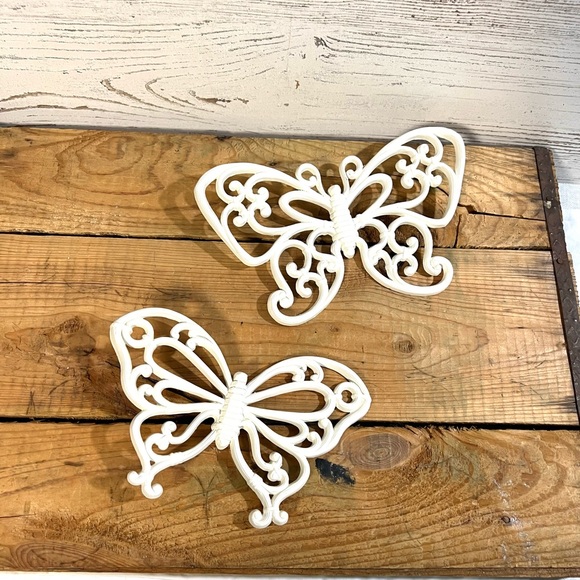 Homco Wall Decor Vintage White Butterflies Wall Decor Syroco Homco